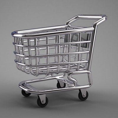 Shopping cart for transporting grocery items